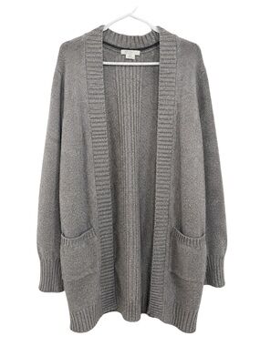 Boden Gray Open Front Cardigan Wool Cotton Blend Pocket Sweater XS